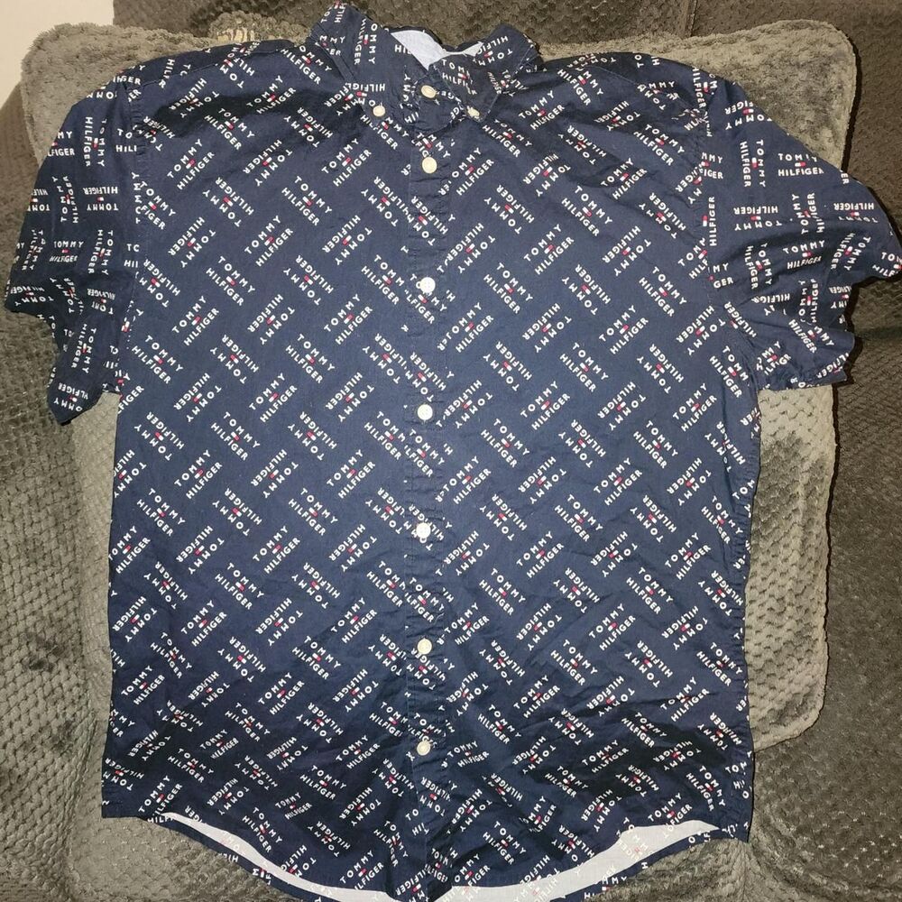 Tommy-hilfiger Men's Navy and Blue Shirt